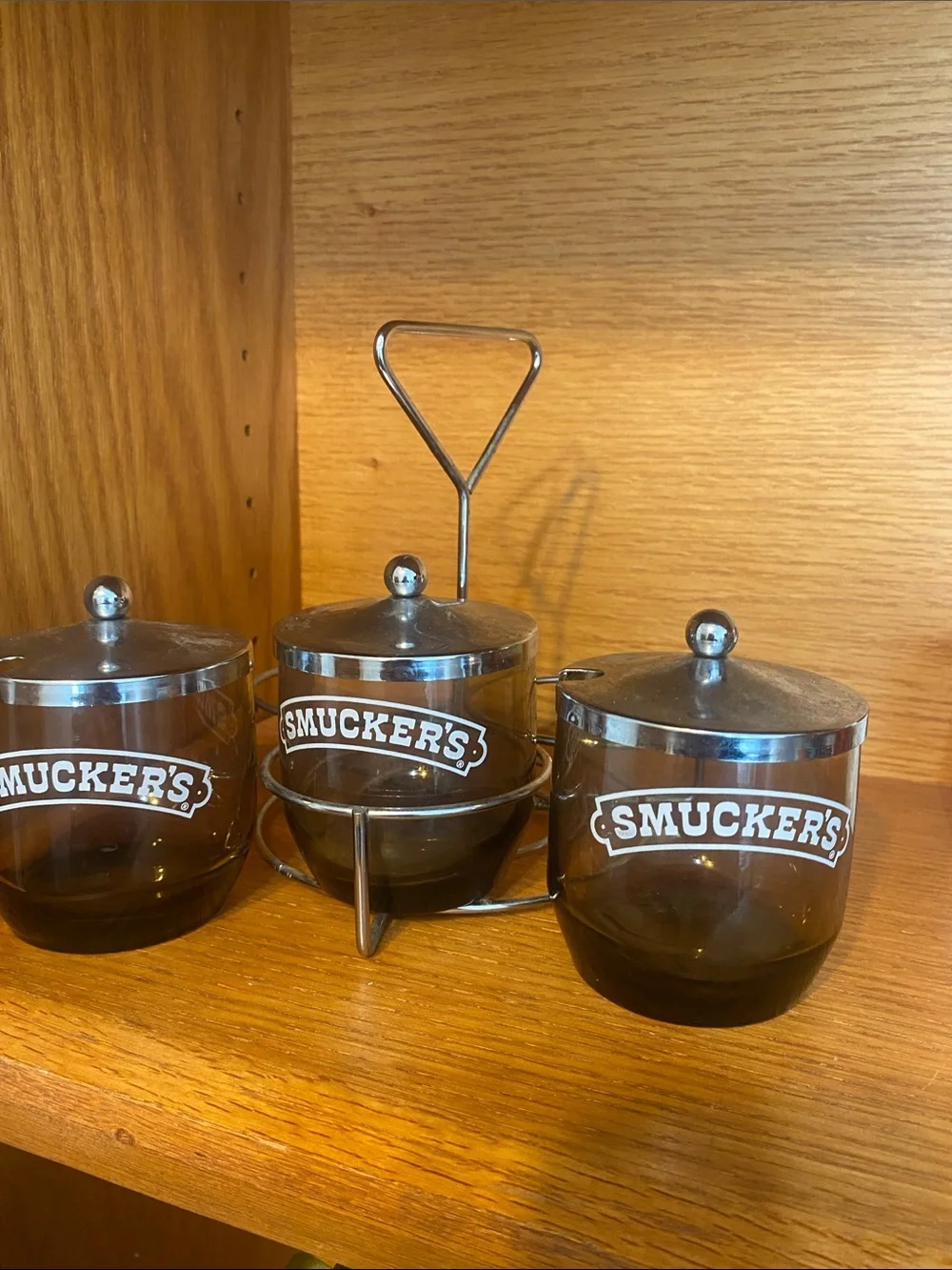 Smucker’s jelly jars and Caddy.